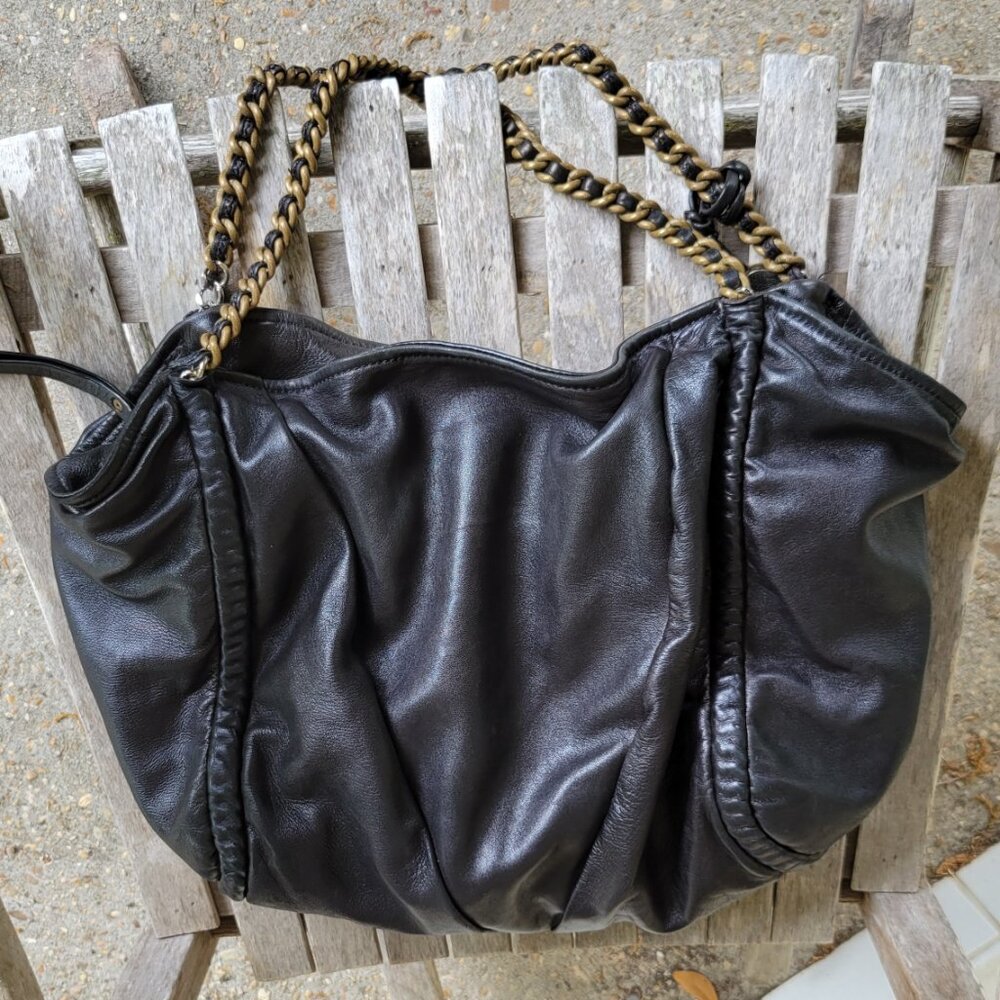 ELIE TAHARI Black Leather Emmy Shoulder Bag
